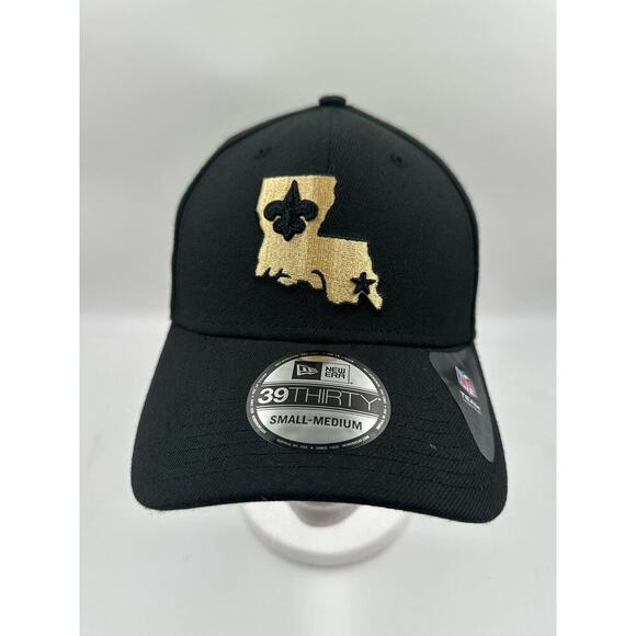 New Orleans Saints New Era Black NFL 39THIRTY Football Hat Mens - Picture 1 of 3